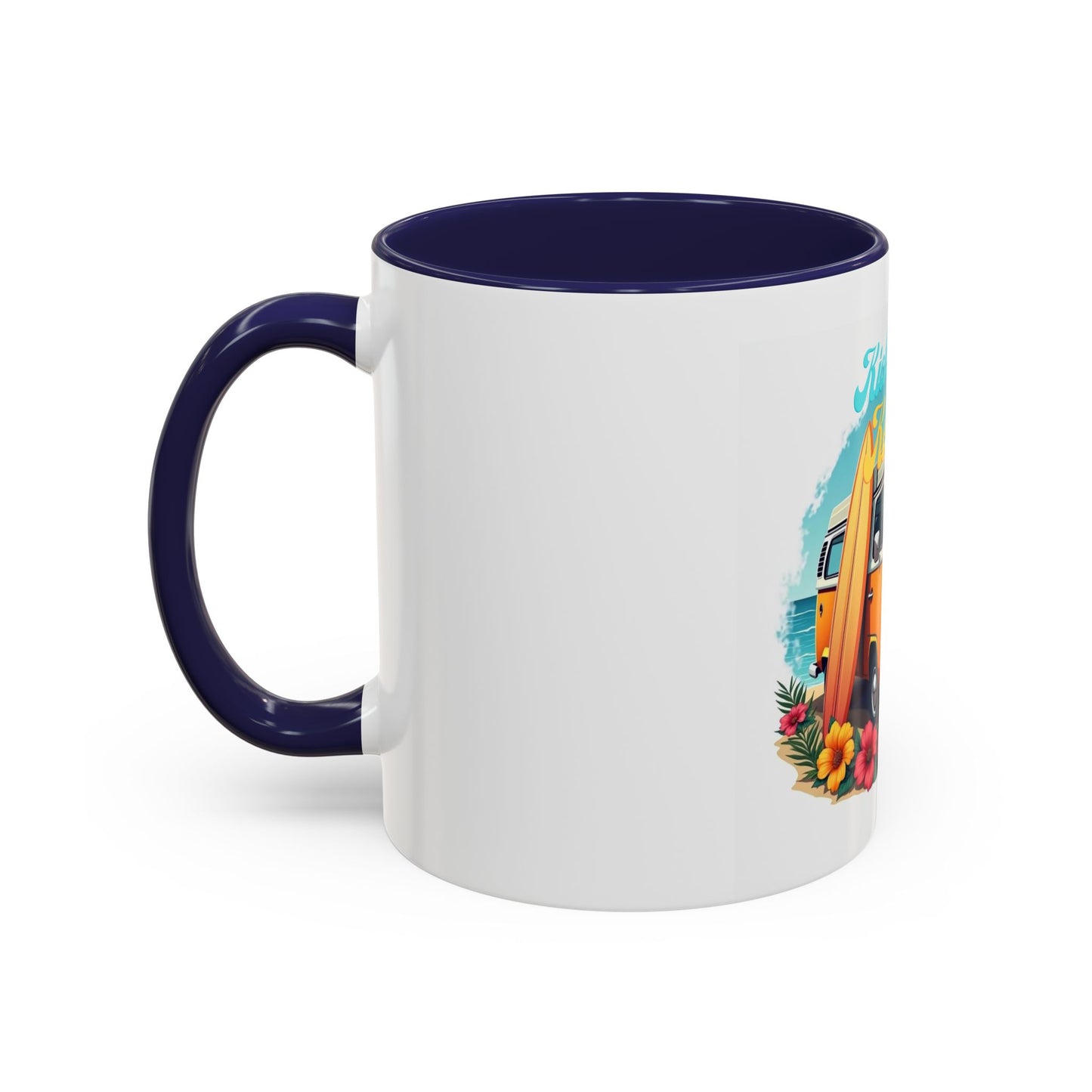 Retro Surfing Accent Coffee Mug, Kickin' It Classic, Beach Lover Gift, Summer Vibes, Fun Kitchen Decor