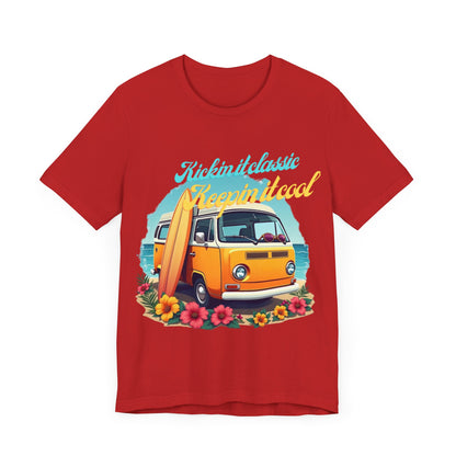 Retro Surfing Tee, Bohemian Beach Shirt, Vintage VW Bus T-Shirt, Unisex Summer Top, Gift for Beach Lovers