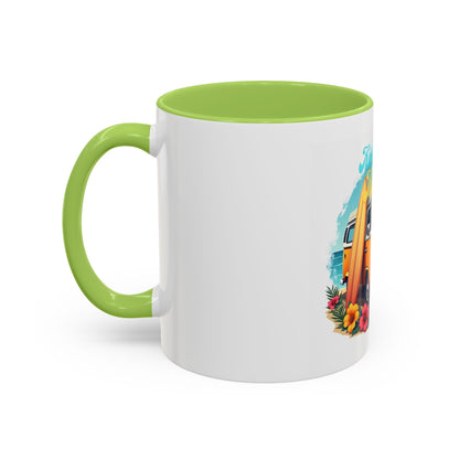 Retro Surfing Accent Coffee Mug, Kickin' It Classic, Beach Lover Gift, Summer Vibes, Fun Kitchen Decor