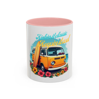 Retro Surfing Accent Coffee Mug, Kickin' It Classic, Beach Lover Gift, Summer Vibes, Fun Kitchen Decor