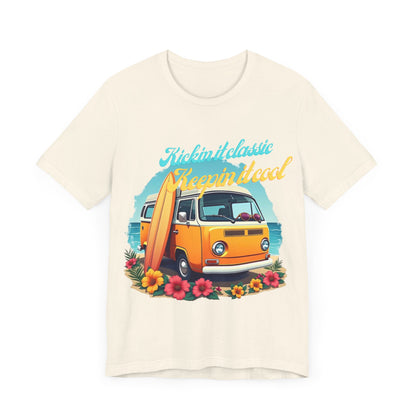 Retro Surfing Tee, Bohemian Beach Shirt, Vintage VW Bus T-Shirt, Unisex Summer Top, Gift for Beach Lovers