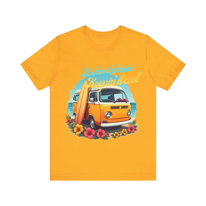 Retro Surfing Tee, Bohemian Beach Shirt, Vintage VW Bus T-Shirt, Unisex Summer Top, Gift for Beach Lovers