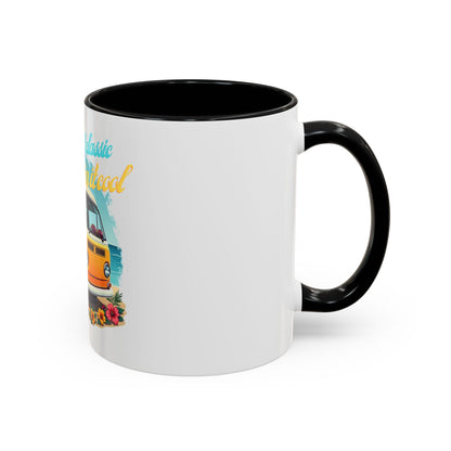 Retro Surfing Accent Coffee Mug, Kickin' It Classic, Beach Lover Gift, Summer Vibes, Fun Kitchen Decor