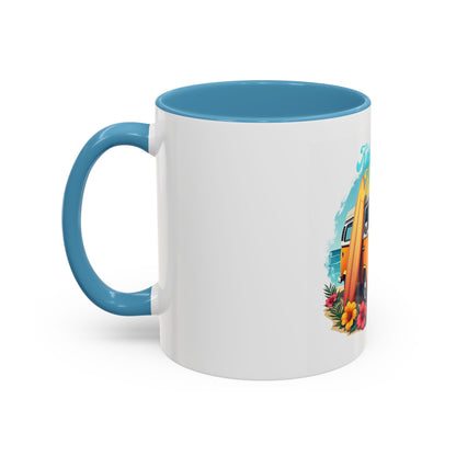 Retro Surfing Accent Coffee Mug, Kickin' It Classic, Beach Lover Gift, Summer Vibes, Fun Kitchen Decor