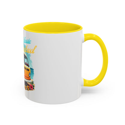 Retro Surfing Accent Coffee Mug, Kickin' It Classic, Beach Lover Gift, Summer Vibes, Fun Kitchen Decor