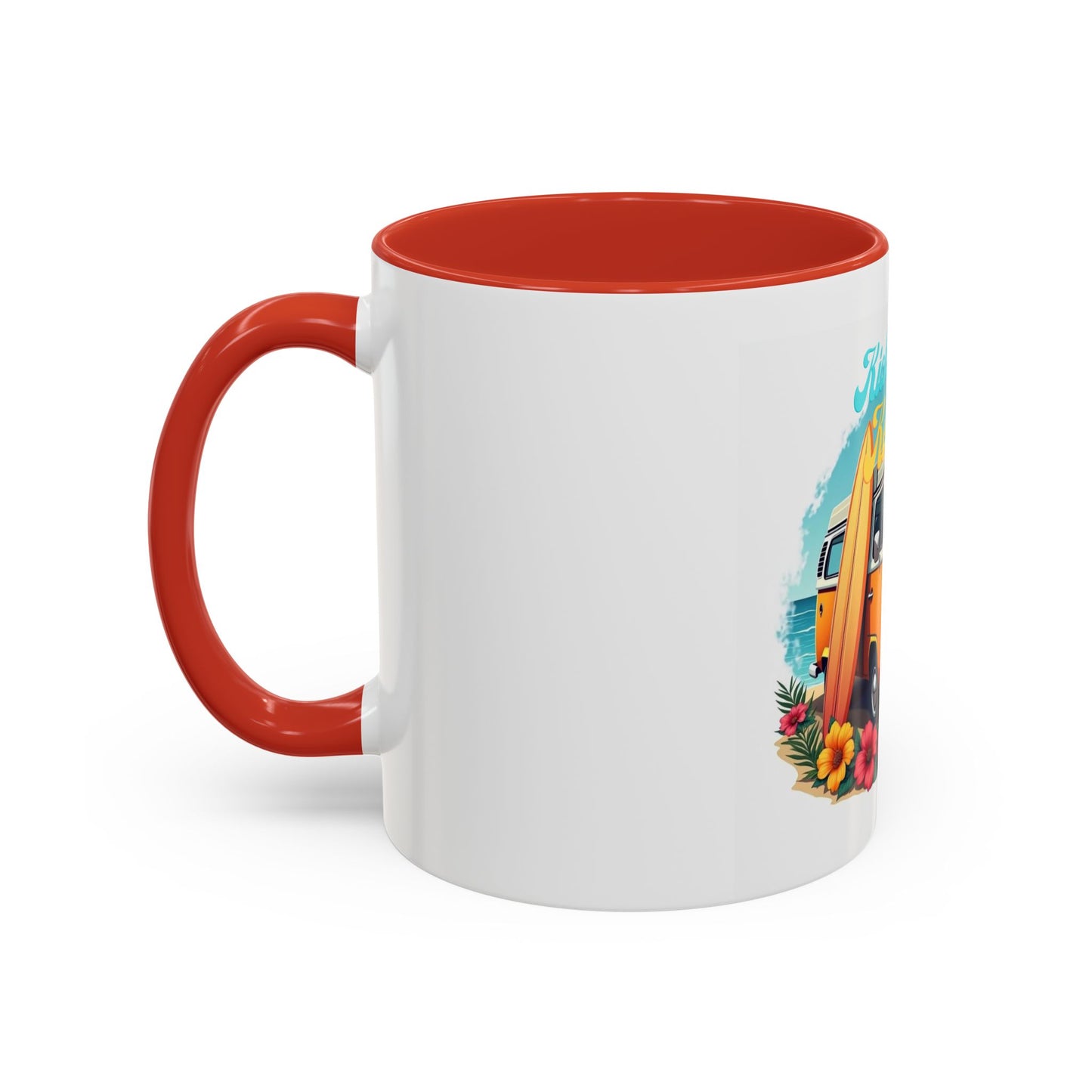 Retro Surfing Accent Coffee Mug, Kickin' It Classic, Beach Lover Gift, Summer Vibes, Fun Kitchen Decor