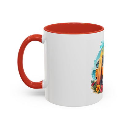 Retro Surfing Accent Coffee Mug, Kickin' It Classic, Beach Lover Gift, Summer Vibes, Fun Kitchen Decor