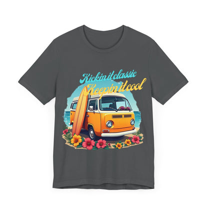 Retro Surfing Tee, Bohemian Beach Shirt, Vintage VW Bus T-Shirt, Unisex Summer Top, Gift for Beach Lovers