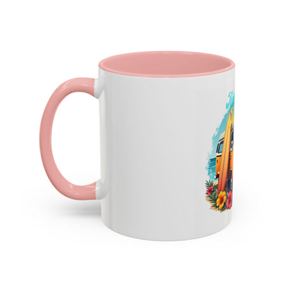 Retro Surfing Accent Coffee Mug, Kickin' It Classic, Beach Lover Gift, Summer Vibes, Fun Kitchen Decor