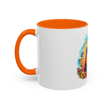 Retro Surfing Accent Coffee Mug, Kickin' It Classic, Beach Lover Gift, Summer Vibes, Fun Kitchen Decor