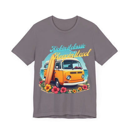 Retro Surfing Tee, Bohemian Beach Shirt, Vintage VW Bus T-Shirt, Unisex Summer Top, Gift for Beach Lovers