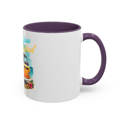 Retro Surfing Accent Coffee Mug, Kickin' It Classic, Beach Lover Gift, Summer Vibes, Fun Kitchen Decor