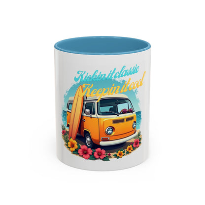 Retro Surfing Accent Coffee Mug, Kickin' It Classic, Beach Lover Gift, Summer Vibes, Fun Kitchen Decor