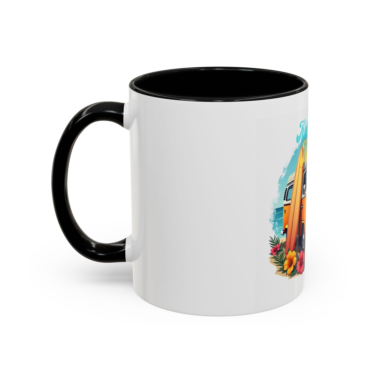 Retro Surfing Accent Coffee Mug, Kickin' It Classic, Beach Lover Gift, Summer Vibes, Fun Kitchen Decor