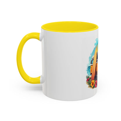 Retro Surfing Accent Coffee Mug, Kickin' It Classic, Beach Lover Gift, Summer Vibes, Fun Kitchen Decor