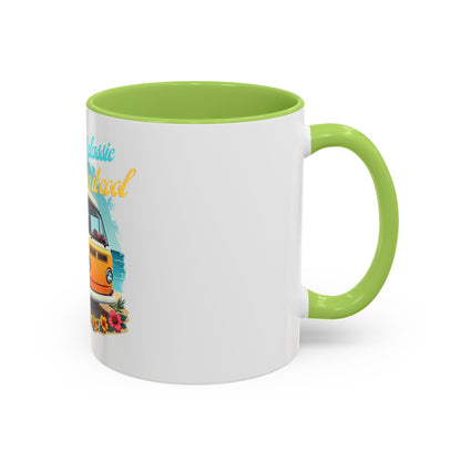 Retro Surfing Accent Coffee Mug, Kickin' It Classic, Beach Lover Gift, Summer Vibes, Fun Kitchen Decor
